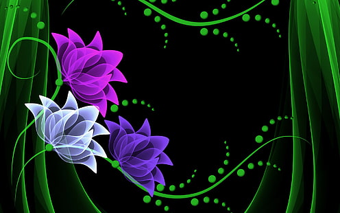 Neon Flowers Wallppaer, neón, flores, vector, fondo, s, Best s, descargar, hd, Fondo de pantalla HD HD wallpaper