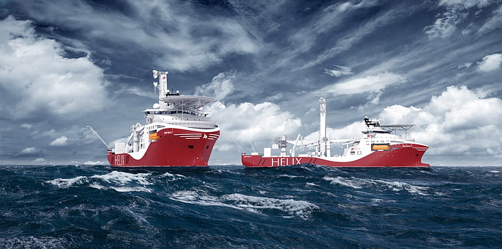 Vehículos, buque de apoyo en alta mar, mar, barco, Siem Helix 1, Siem Helix 2, Fondo de pantalla HD
