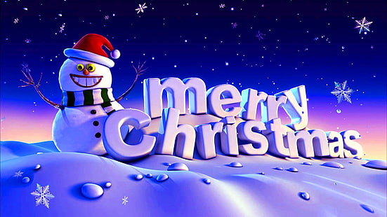 メリークリスマス、冬、雪だるま、休日、雪、クリスマス、クリスマス、お祝い、 HDデスクトップの壁紙 HD wallpaper