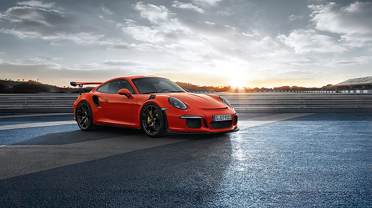 Porsche cupê laranja, porsche, 911, gt3rs, vista lateral, vermelho, HD papel de parede