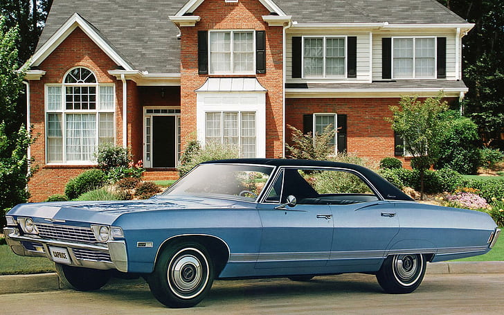1968 Chevrolet Caprice, blue convertible classic sedan, cars, 1920x1200, chevrolet, chevrolet caprice, HD wallpaper