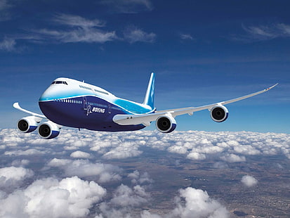 Авиалайнер Boeing Boeing 747-8 Коммерческий самолет HD Art, Авиалайнер, Боинг, Коммерческий самолет, Пассажирский самолет, HD обои HD wallpaper
