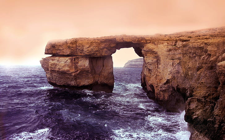 섬, Gozo, 몰타, 푸른 창, 바다, 해안, 섬, Gozo, 몰타, 푸른, 창, 바다, 해안, HD 배경 화면
