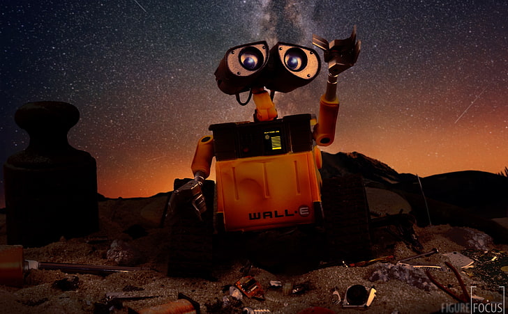 WALL-E Robot, Wall E filmi hala ekran görüntüsü, Çizgi film, WallE, Uzay, Gökada, Atık, Gece, Robot, Demir, Yıldızlar, Gelecek, Teknoloji, Disney, Terkedilmiş, Sevimli, Kir, pixar, Çelik, Temizleme, çöp kutusu, Pas, Kompaktör, Güneş Enerjisi, Kablolu, HD masaüstü duvar kağıdı