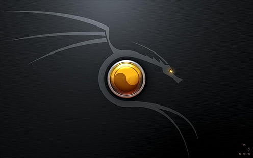 Logo del drago Yin Yang, minimalismo, drago, Kali Linux, Linux, oro, Sfondo HD HD wallpaper