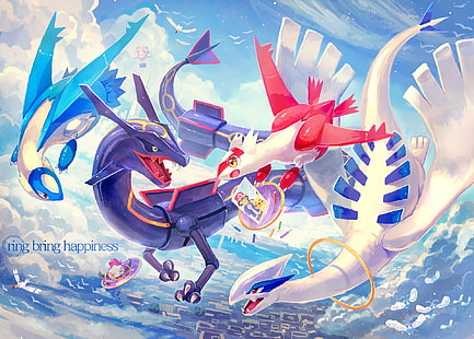 Pokémon, Hoopa (Pokémon), Latias (Pokémon), Latios (Pokémon), Lugia (Pokémon), Rayquaza (Pokémon), Wingull (Pokémon), HD-Hintergrundbild HD wallpaper
