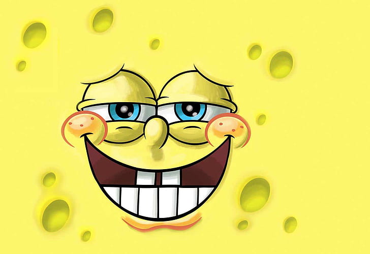 Kartun, Spongebob, Latar Belakang Kuning, Gigi, Wajah, kartun, spongebob, latar belakang kuning, gigi, wajah, Wallpaper HD