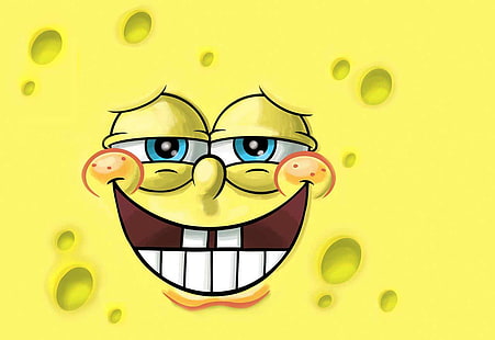 Kartun, Spongebob, Latar Belakang Kuning, Gigi, Wajah, kartun, spongebob, latar belakang kuning, gigi, wajah, Wallpaper HD HD wallpaper