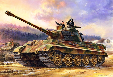 Jerman, Tank, Tiger II, Heavy, Reich ketiga, WWII, Tankers, Panzerwaffe, Pz.Kpfw.VI Ausf.B, Wallpaper HD HD wallpaper
