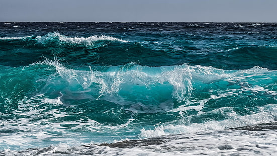splash, surf, water, ocean, spray, wave, wind, sea, HD wallpaper HD wallpaper