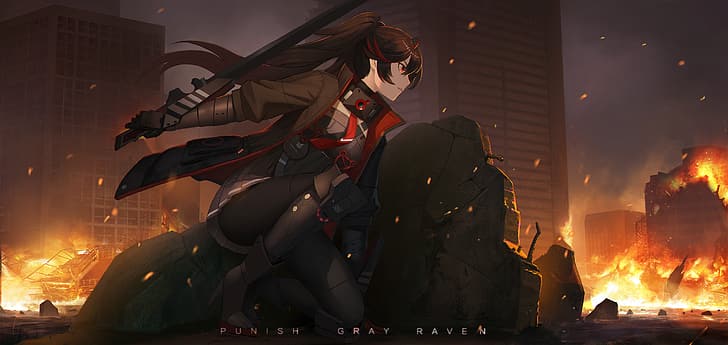 Menghukum: Grey Raven, gadis anime, Wallpaper HD