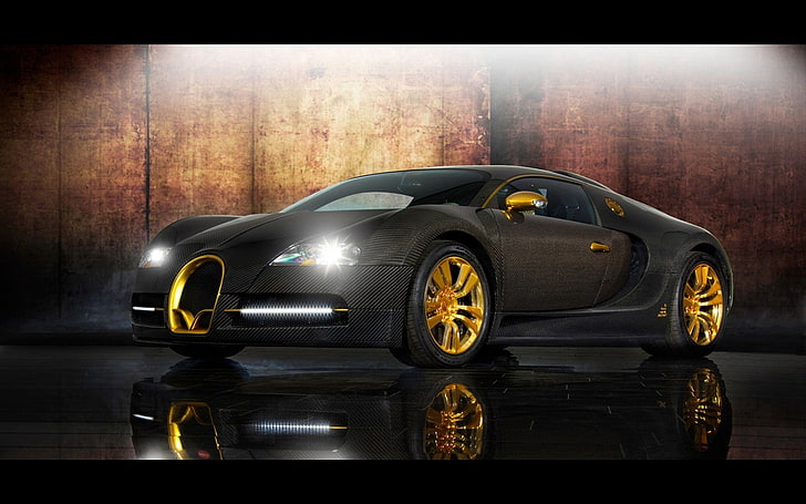 bugatti, carbon, cars, fiber, gold, mansory, supercars, veyron, HD wallpaper