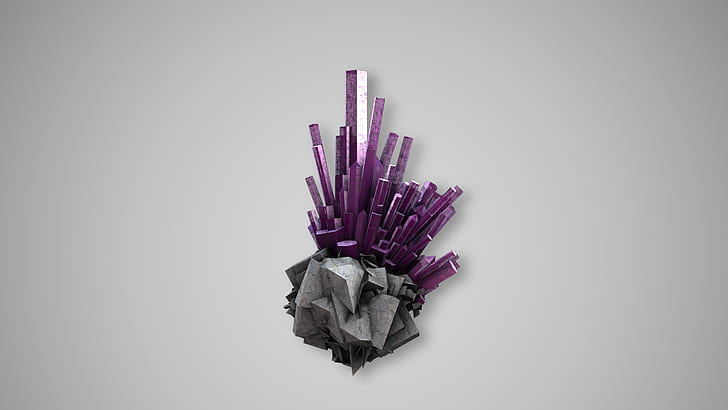 decoro cluster di cristallo viola e grigio, cristallo, viola, Sfondo HD