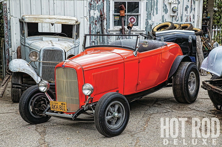 1932, deuce, ford, hot, hotrod, old, roadster, rod, school, usa, HD wallpaper