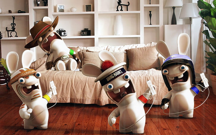 Rayman Raving Rabbids Playing Wii, HD wallpaper