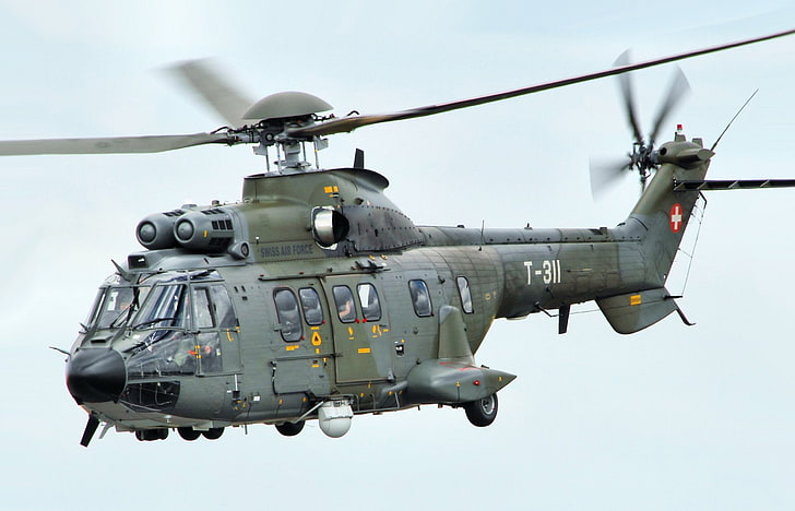 Helikoptery Wojskowe, Eurocopter AS332 Super Puma, Helikopter, Wojskowe, Szwajcarskie Siły Powietrzne, Tapety HD