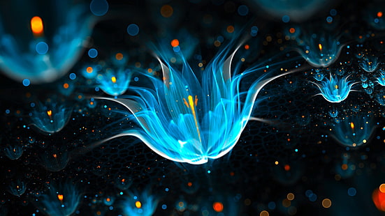 blau, digitale kunst, glühen, leuchten, dunkelheit, 5 karat, 5 karat uhd, grafiken, HD-Hintergrundbild HD wallpaper