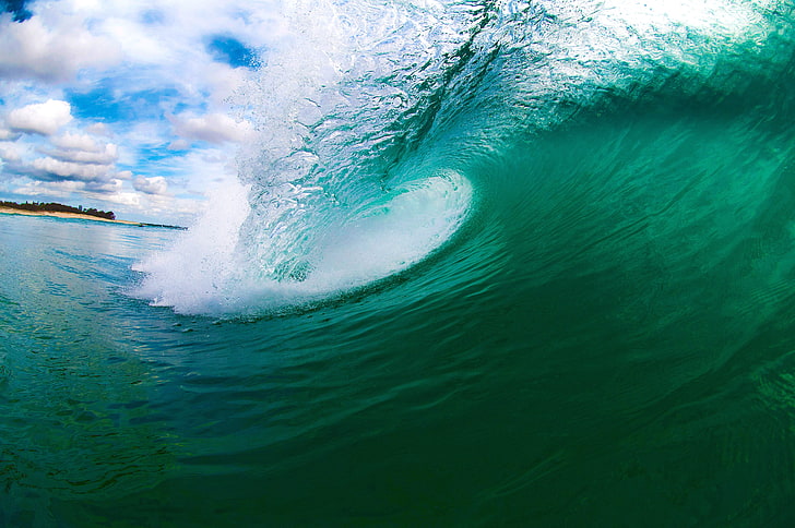 sea wave, sea, wave, island, HD wallpaper