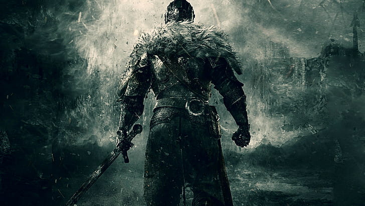 Dark Souls Sword Knight Medieval HD, иллюстрация рыцаря, видеоигры, темнота, меч, рыцарь, средневековый, души, HD обои