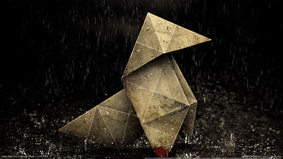 Heavy Rain Origami Black HD ภาพประกอบศิลปะการต่อสู้วิดีโอเกมสีดำฝนตกหนัก origami, วอลล์เปเปอร์ HD HD wallpaper