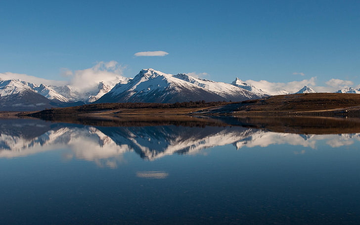 montaña de nieve, paisaje, montañas, naturaleza, reflexión, pico nevado, Fondo de pantalla HD