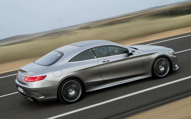 silver Mercedes-Benz coupe, mercedes, s500, coupe, 2015, HD wallpaper