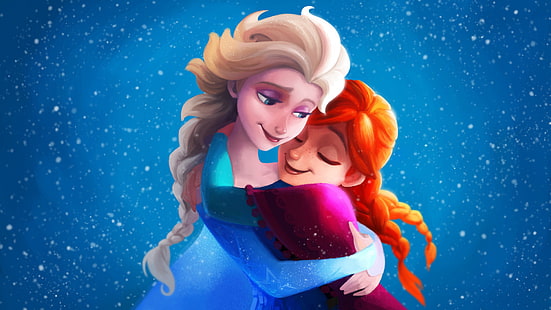 Frozen, cute, sisters, hug, cartoon, frozen, cute, sisters, hug, HD wallpaper HD wallpaper