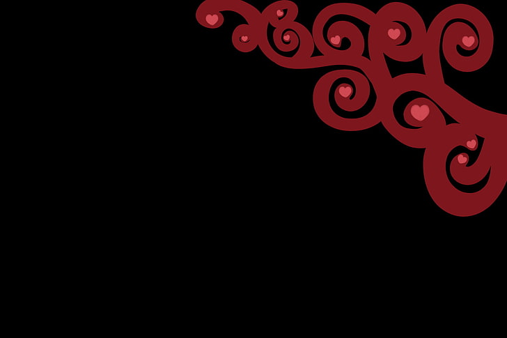 black, red, heart, black background, HD wallpaper