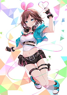 weibliche Figur Anime digitale Tapete, Kizuna Ai, Anime Mädchen, Virtual Youtuber, Kopfhörer, Anime, HD-Hintergrundbild HD wallpaper