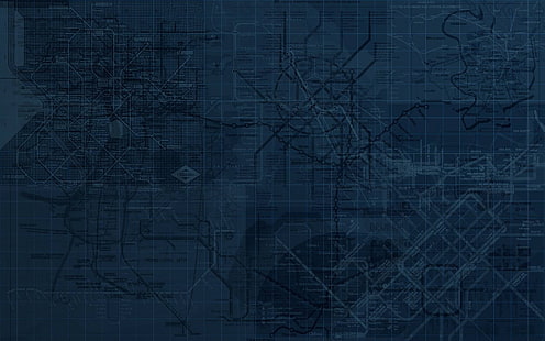 blå karta, kort, fläckar, bakgrund, mörk, linje, struktur, HD tapet HD wallpaper