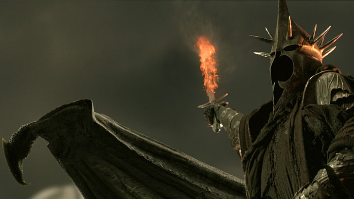 personnage de jeu dans une flamme, films, Le Seigneur des Anneaux, Le Seigneur des Anneaux: Le Retour du Roi, Nazgûl, Fond d'écran HD