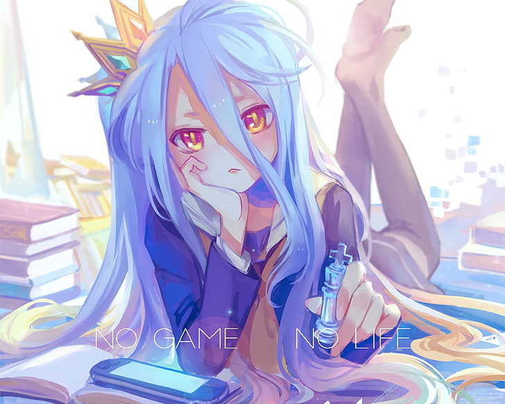 ilustrasi wanita berambut biru, anime, No Game No Life, Shiro (No Game No Life), Wallpaper HD