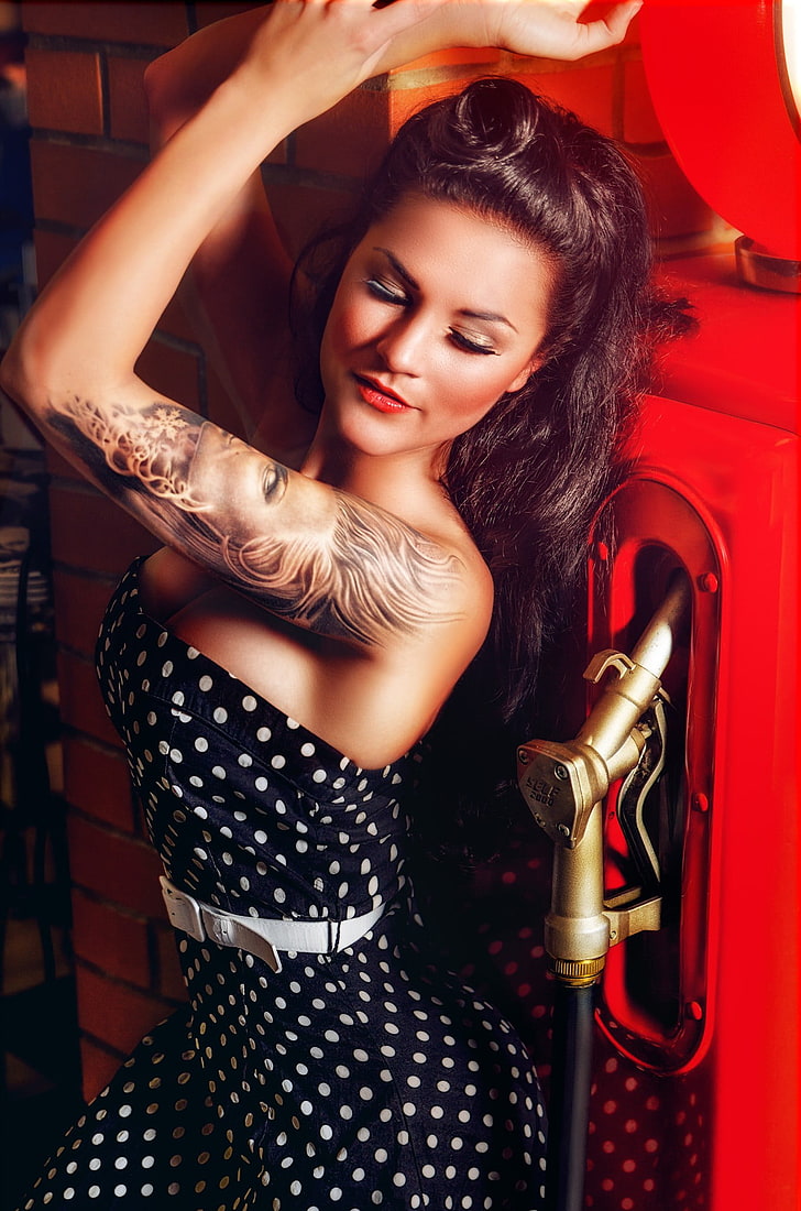 Беатрис Мери Бекстър, брюнетка, жени, модел, татуировка, HD тапет, тапет за телефон