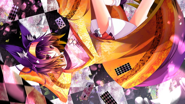 wallpaper wanita anime berambut ungu, Hatsuse Izuna, No Game No Life, rambut ungu, telinga hewan, mata ungu, gadis anime, inumimi, anime, manga, Wallpaper HD