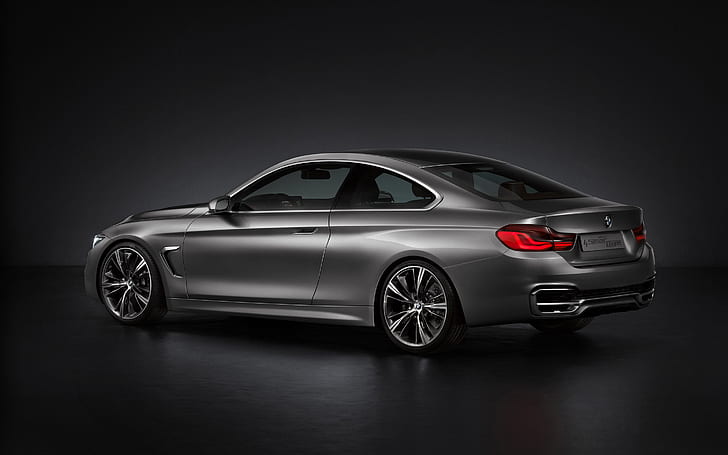 BMW 4 Series Coupe Concept Rear Studio, รถเก๋งสีเทา, BMW 4 Series, วอลล์เปเปอร์ HD