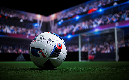 Euro 2016 Adidas Beau Jeu Ball, vit och mångfärgad fotboll, Sport, Fotboll, 2016, HD tapet HD wallpaper