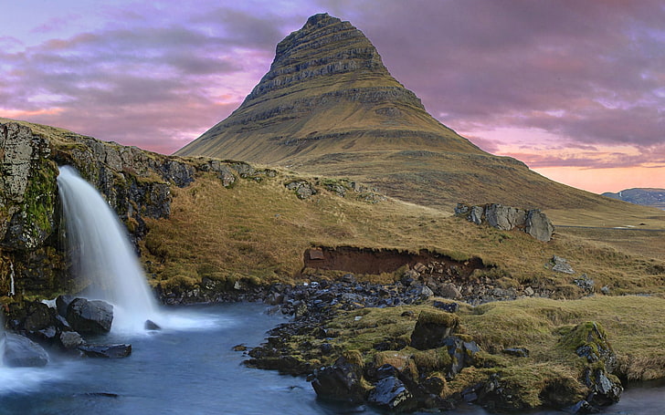 Snaefellsnes montagne e cascate-Windows 10 H .., scenario di montagne e cascate, Sfondo HD
