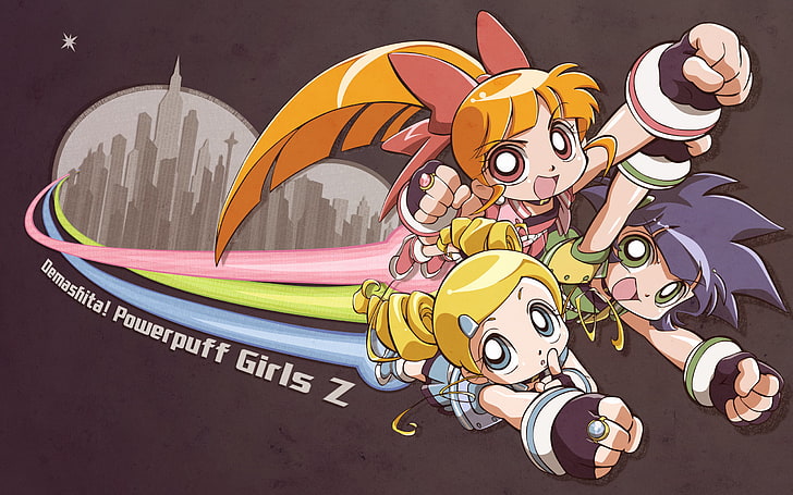PPGZ Demashita Yo, Domashita Powerpuff Girls Z илюстрация, карикатури,, карикатура, HD тапет