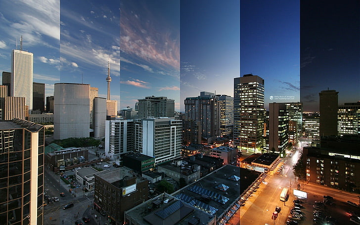 المباني الخرسانية السوداء ، سيتي سكيب ، المدينة ، بناء ، تورنتو، خلفية HD