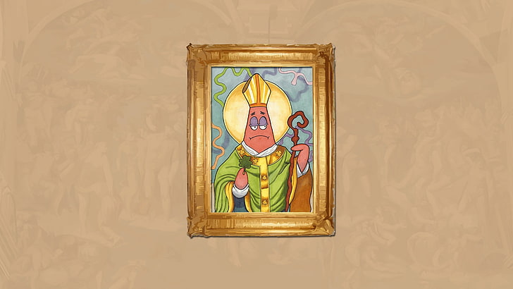 pope, humor, Patrick Star, HD wallpaper