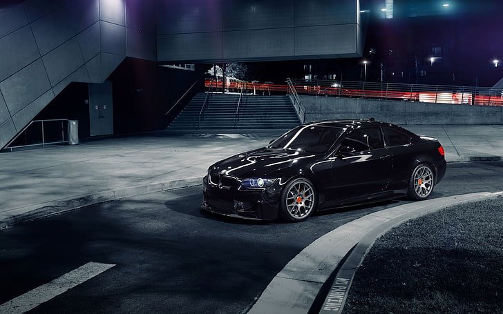 black BMW M-Series coupe, m conversion, 1013mm, bmw 335i, auto, black, side view, coupe, HD wallpaper