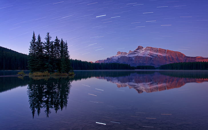Banff-Nationalpark, Mount Rundle, zwei Jack Lake, HD-Hintergrundbild
