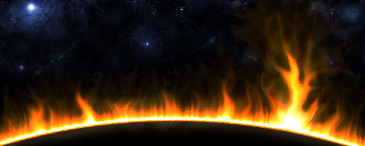 black and brown abstract painting, fire, digital art, space art, space, HD wallpaper