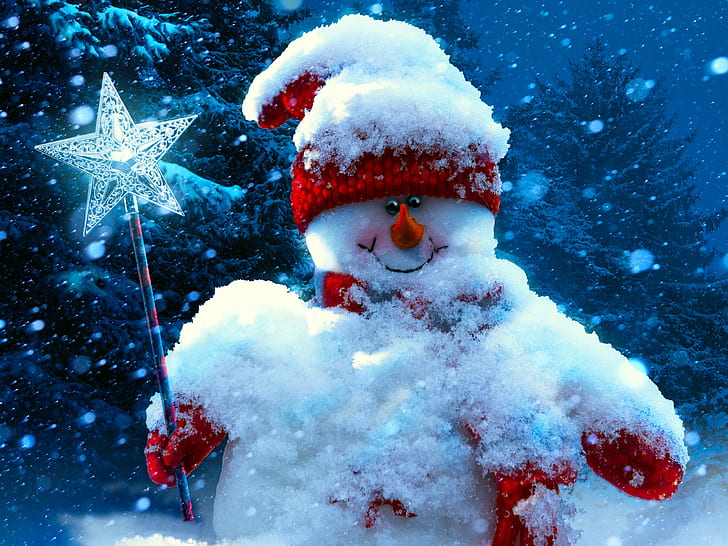 Natale, anno nuovo, pupazzo di neve, inverno, Natale, anno nuovo, pupazzo di neve, inverno, Sfondo HD