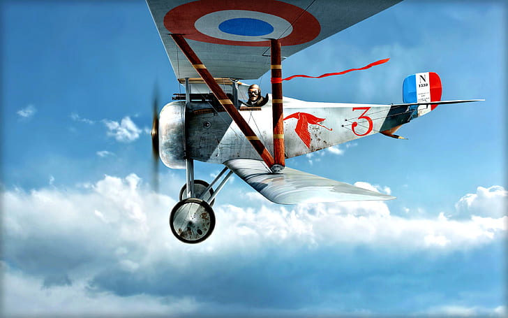 France, fighter, Biplane, pilot, WWI, Nieuport, Nieuport 17, HD wallpaper
