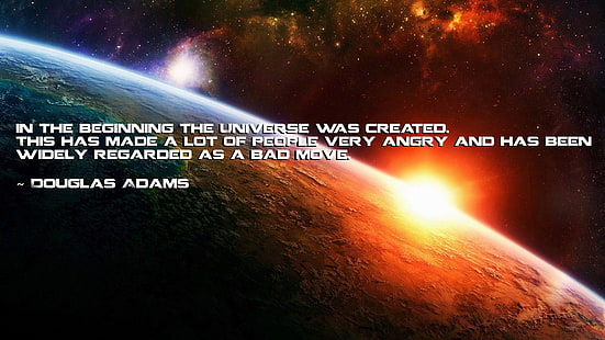 i början skapades universum text, citat, humor, The Hitchhiker's Guide to the Galaxy, HD tapet HD wallpaper