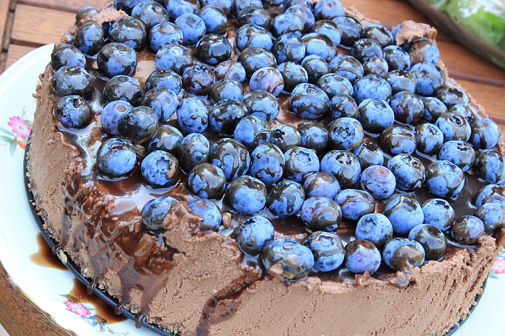 gebackener Kuchen mit Blaubeeren obenauf, Käsekuchen, Blaubeere, Kuchen, HD-Hintergrundbild