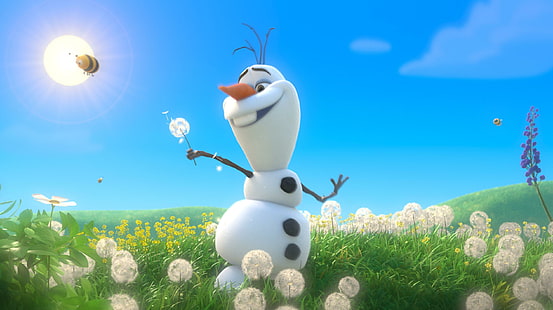 Olaf com primavera, disney, congelado, olaf, primavera, HD papel de parede HD wallpaper