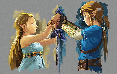 The Legend of Zelda, The Legend of Zelda: Breath of the Wild, Zelda, Link, Master Sword, giochi d'arte, grafica, spada, Nintendo, Sfondo HD HD wallpaper