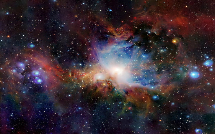 mehrfarbige Galaxie, Raum, Sterne, Galaxie, Raumkunst, digitale Kunst, HD-Hintergrundbild